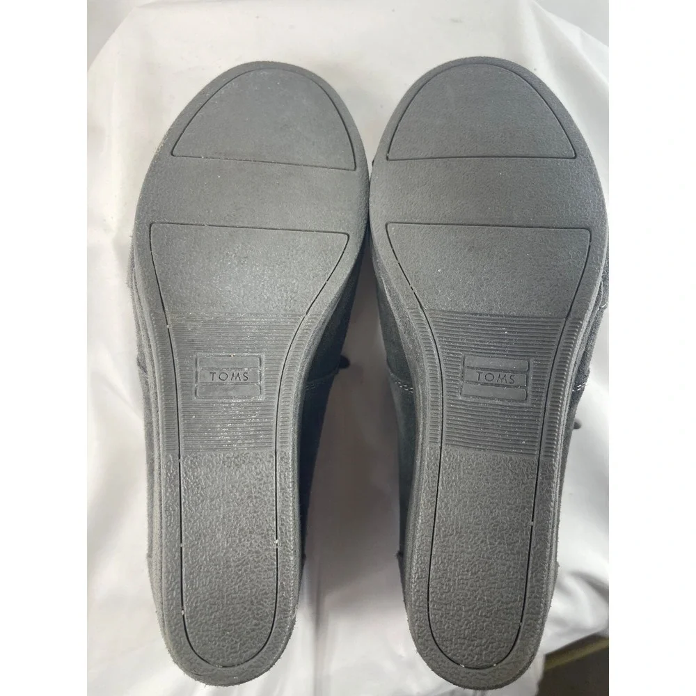 TOMS Wedge Suede Bootie Ankle Boots Size 9.5 in Castlerock Grey Suede